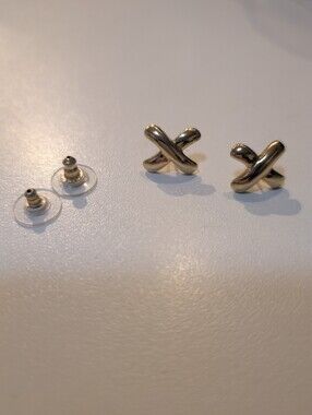 ✨ Gold Domed "X" Stud Earrings – Minimalist & Chic